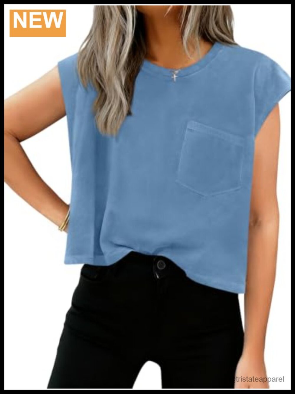 Womens Loose Fit Crop Tank Top Cap Sleeve Crewneck Pullover Summer Shirt